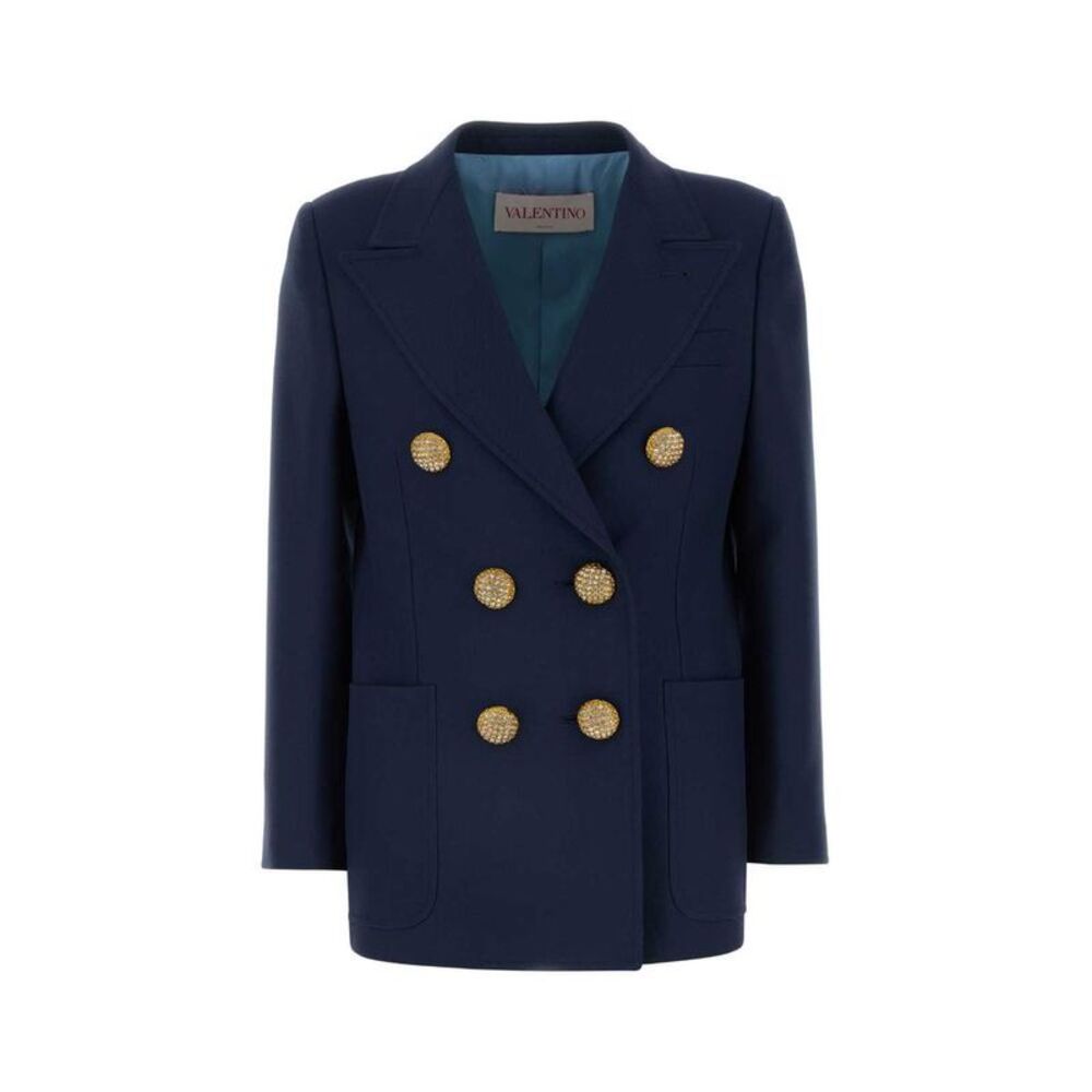 VALENTINO GARAVANI Valentino Double-Breasted Crystal Button Blazer Women BLUE - Picture 1 of 2